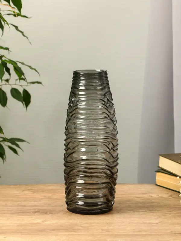 Ваза стекло настольная "Ванесса" полосы, 30х12 см, серый
