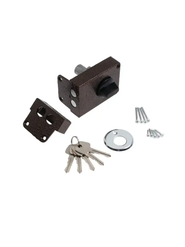 Замок дверной LOCKLAND, накладной, 100х70х55 мм, 2 ригеля, цвет коричневый
