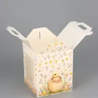 Коробка подарочная пасхальная с окном, с фронтальной загрузкой &laquo;Кролик в корзинке&raquo; 15&times;15&times;18 см