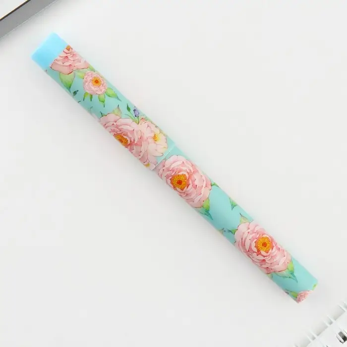 Ручка шариковая, синяя паста, 0.7 мм, с колпачком, пластик &laquo;Пионы&raquo;