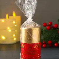 Свеча-столбик новогодняя 100х50 см, цв. золотой