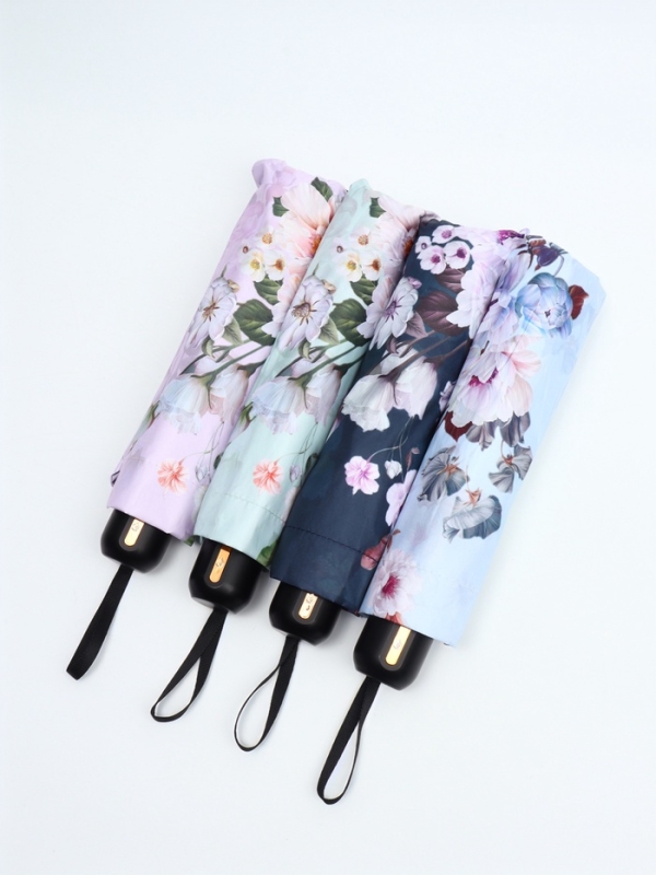 Зонт механический &laquo;Пионы&raquo;, эпонж, 4 сложения, 10 спиц, R = 53/60 см, D = 120 см, цвет МИКС