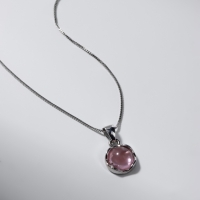 Кулон &laquo;Нежность&raquo; на цепочке, цвет розовый в серебре, 45 см