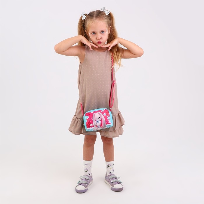 Сумка детская для девочки &laquo;Кролик с игрушкой&raquo; из эко-кожи, на ремешке, 15х12х3 см