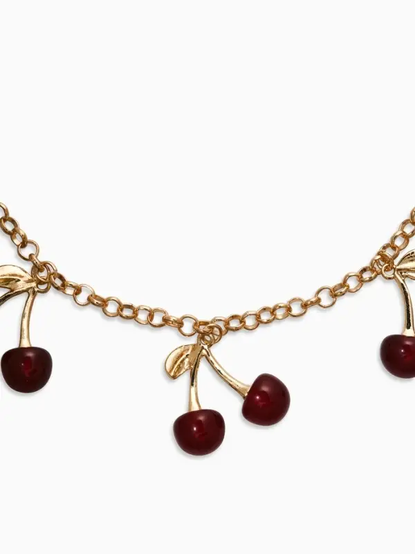 Цепь с подвесками "Вишня", 40+удл, цвет бордовый в золоте