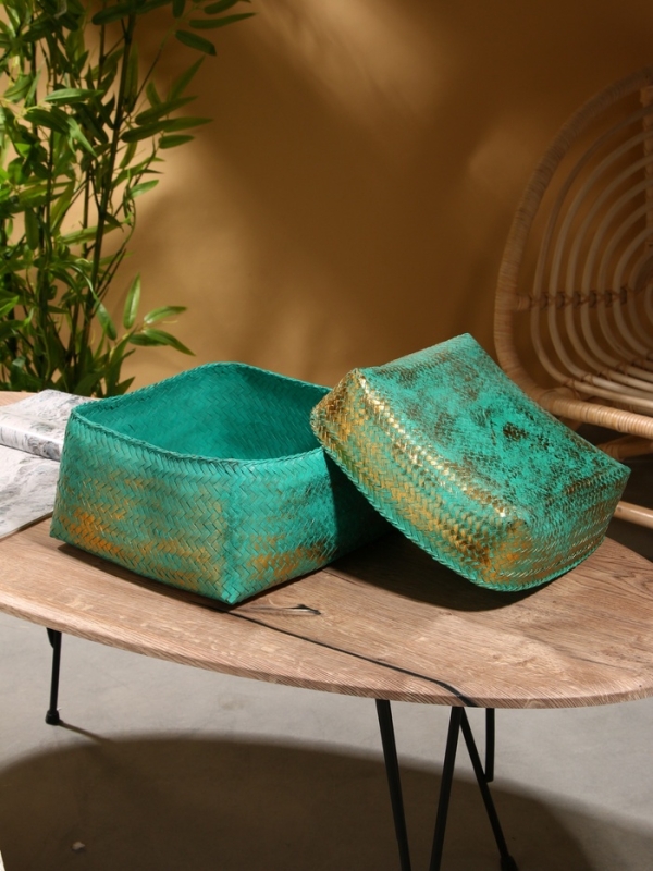 Корзинка плетеная "Голден мини" 30х30х20 см, голубой