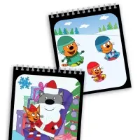 Альбом гравюр "Новый год", 8 гравюр, цветной фон, Три кота