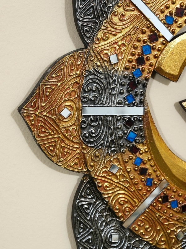 Панно резное МДФ "ОМ", 40х40х0,6 см, золотое основание