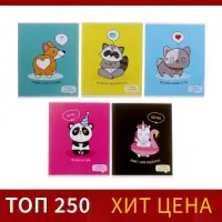 Тетрадь 36 листов в клетку Calligrata &laquo;У меня лапки&raquo;, обложка мелованный картон, МИКС