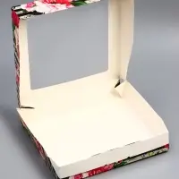 Коробка складная &laquo;Весенние пионы&raquo; 20&times;20&times;4 см