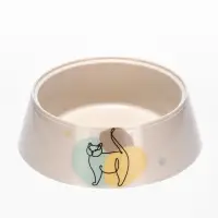 Миска "Мур-мяу" для кошек 0,3 л, 14,5 x 14,5 x 4 см, светло-бежевый