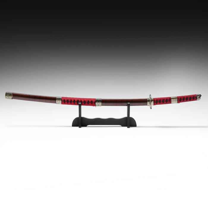 Сувенирное оружие &laquo;Катана на подставке&raquo;, чёрные ножны с иероглифами, 104см