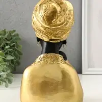 Бюст полистоун "Африка - мать и дитя" чёрный с золотом 12,5х10х21,5 см