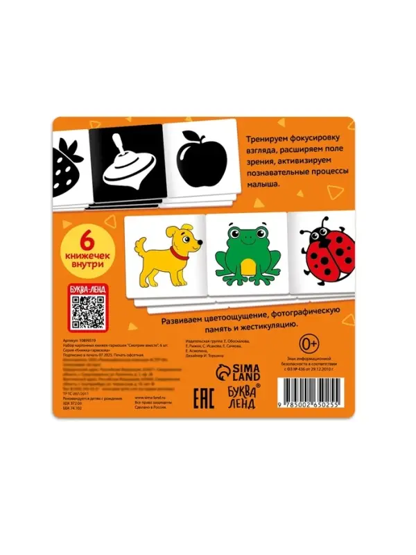 Набор картонных книжек-гармошек "Смотрим вместе", 6 шт.
