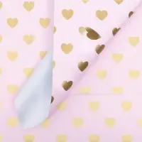 Пленка матовая &laquo;Золотые сердца&raquo;, светло - розовый, 58&times;58 см