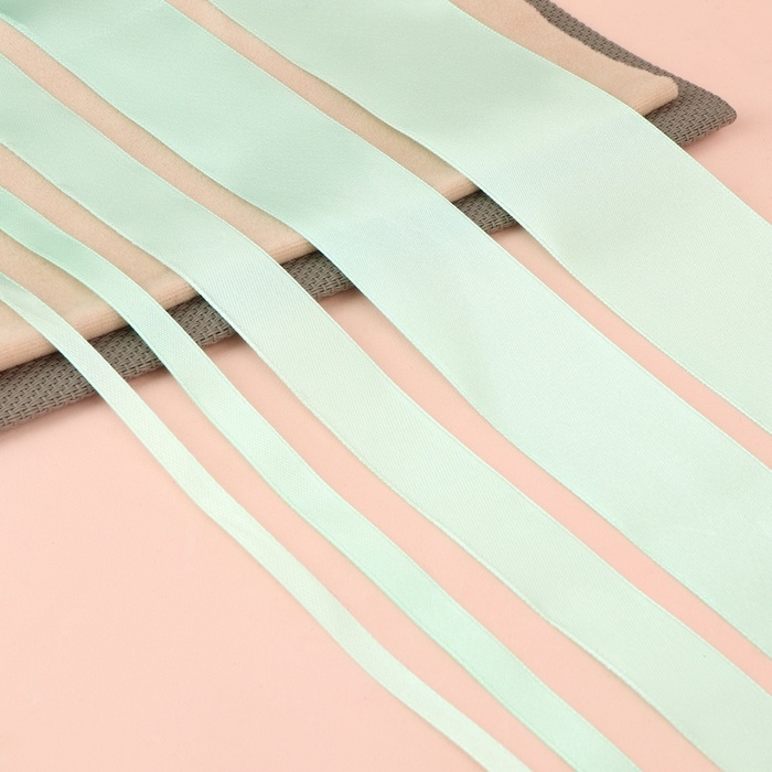 Набор атласных лент, 5 шт, размер лент: 6/10/20/40/50 мм &times; 23 &plusmn; 1 м, цвет нежно-бирюзовый