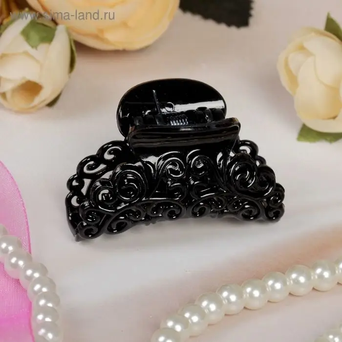 Краб для волос "Прозрачный" завитки, 4 см, микс