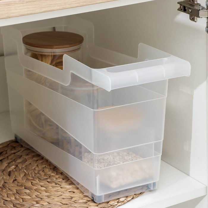 Контейнер хозяйственный с ручкой на колёсиках, 12,5 л, 45&times;16&times;25,5 см, прозрачный