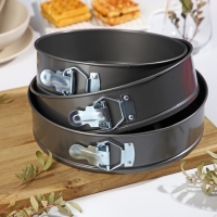 Набор форм для выпечки Доляна &laquo;Элин. Круг&raquo;, 3 предмета: d=22/24/26 см, съёмное дно, антипригарное покрытие, цвет чёрный