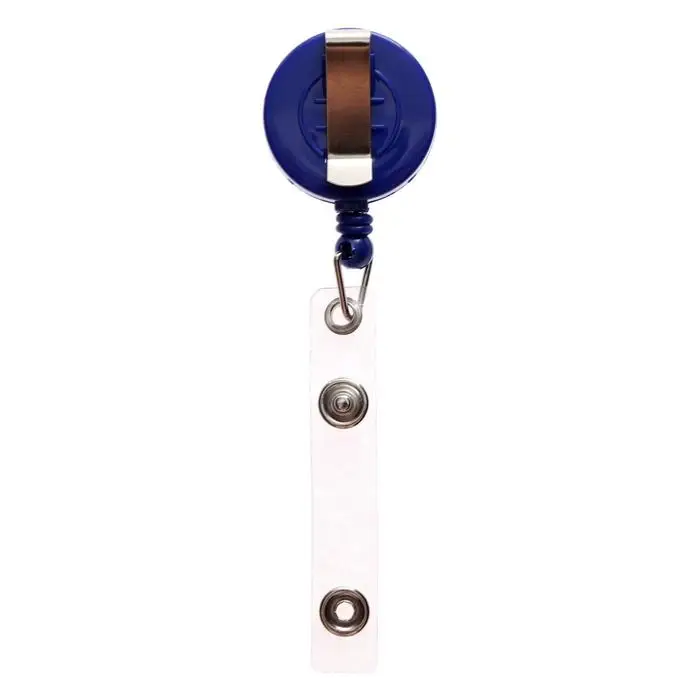 Держатель-рулетка для бейджей, 75 см, петелька, клип, синий