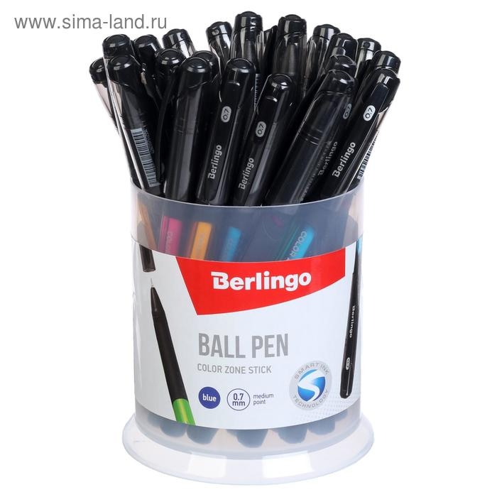 Ручка шариковая Berlingo Color Zone stick 0,7мм, синяя, прорезин корпус микс 285411