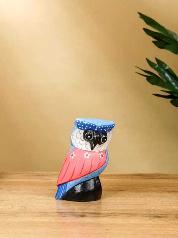 Набор сувенирный &laquo;Совы&raquo;, h=18 см, h=14 см, h=11 см, дерево, розово-синий