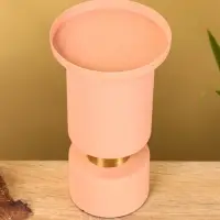 Подсвечник на 1 свечу текстурный "Пудровый" 10,5х10,5х19 см