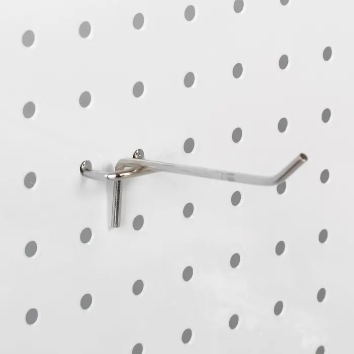 Крючок одинарный для металлической перфорированной панели, d=3.5 мм, L=10 см, цвет хром