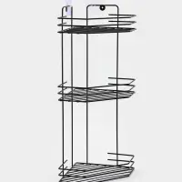 Полка для ванной угловая 3-х ярусная 20,5*20,5*52 см, цвет черный
