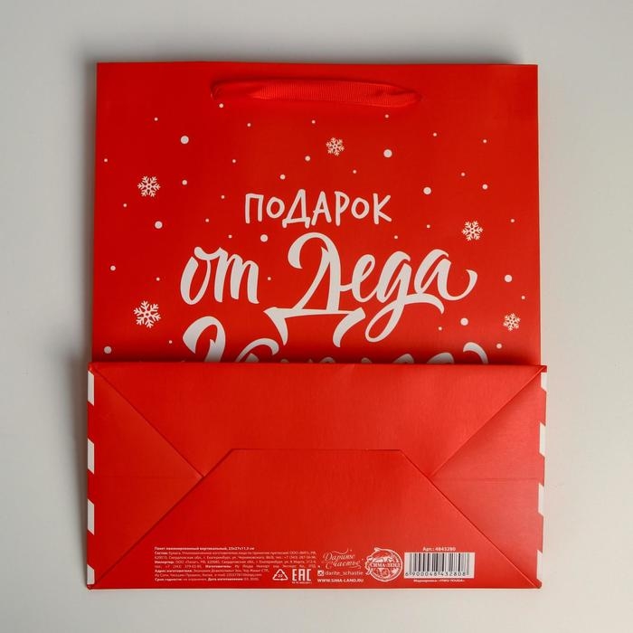 Пакет подарочный новогодний ламинированный &laquo;Подарок от Деда Мороза&raquo;, ML 23 х 27 х 11,5 см, Новый год