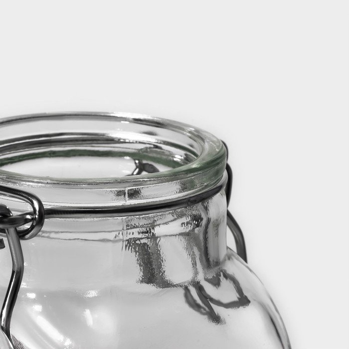 Банка для хранения сыпучих Доляна &laquo;Овал&raquo;, 100 мл, 5.5&times;9 см, с бугельным замком, стекло