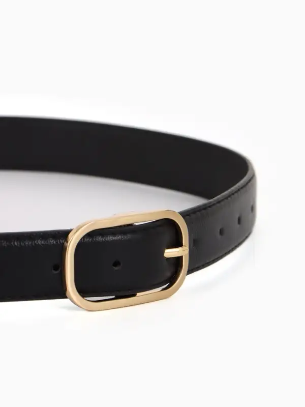 Ремень жен 05-01-01-01, Июнь2512, 3*0,3*110 см, без винта, пряж золото, 1 прокол, черный