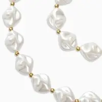 Набор 2 пред-та: бусы,браслет "Жемчуг барочный", ромб, 40/18см, цвет белый в золоте