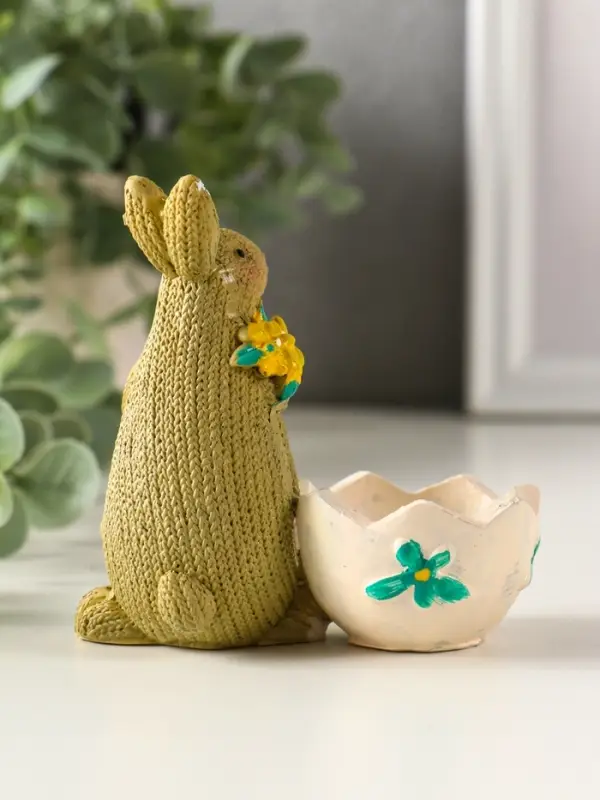 Сувенир полистоун подставка "Зайчики пасхальные" набор 2 шт 5,3х10х10 см