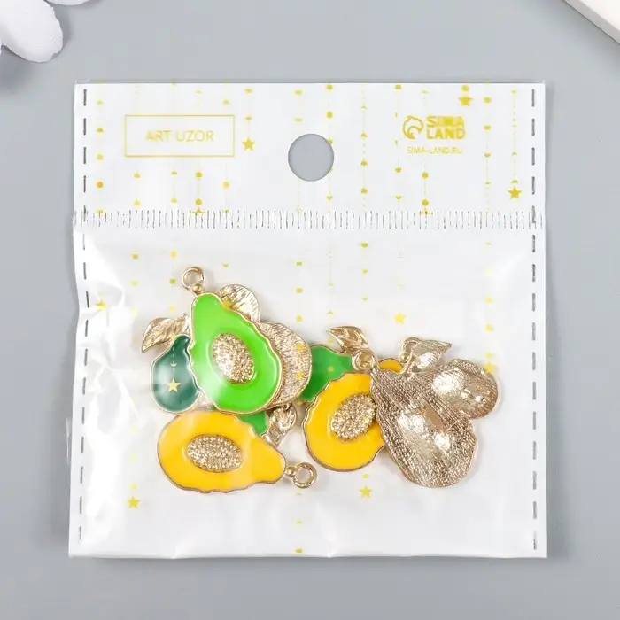 Декор для творчества металл, эмаль "Папайя" МИКС 2,2х2,6 см