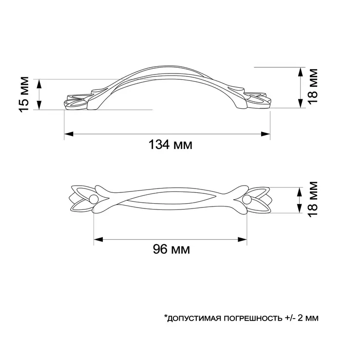 Ручка-скоба ТУНДРА PC178, м/о 96 мм, цвет бронза