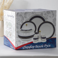 Набор столовой посуды Добрушский завод &laquo;Букет цветов&raquo;, 34 предмета, фарфор, белый