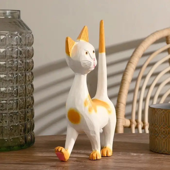 Сувенир дерево "Кошечка" с оранжевым 17х27х7 см