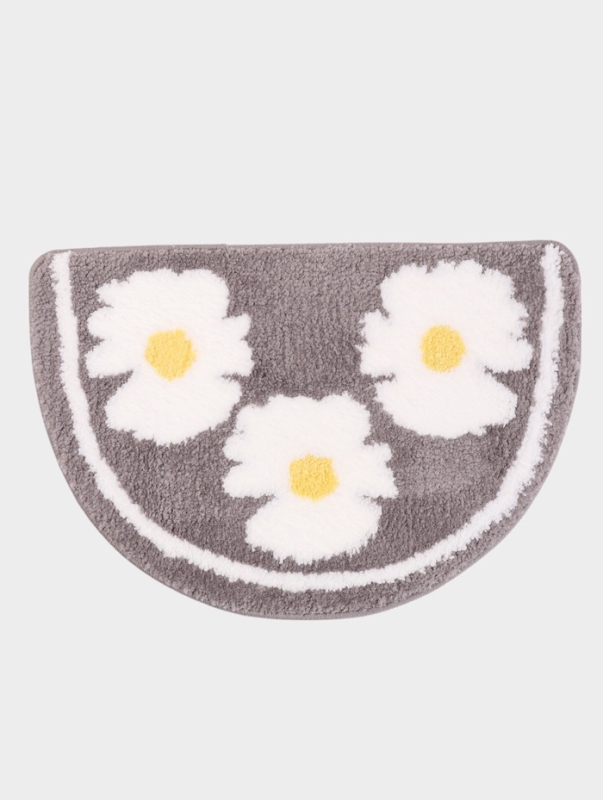 Коврик Доляна Daisies, 40&times;60 см, микрофибра, серый