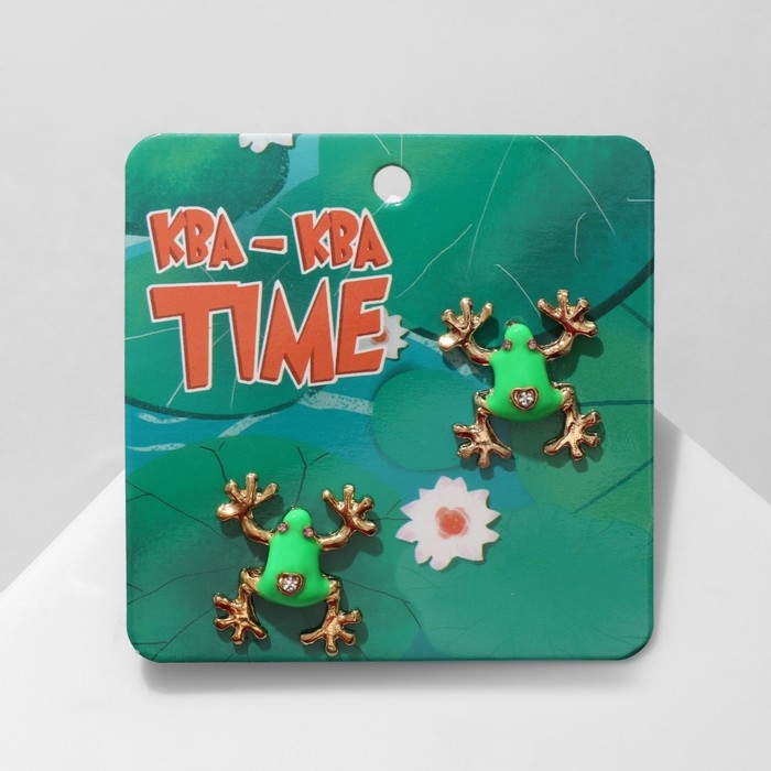 Серьги эмаль &laquo;Лягушки&raquo; с пальчиками, цветные в золоте