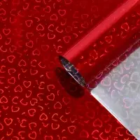 Пленка голографическая, &laquo;Сердечки&raquo;, красная, 70 см &times; 1 м