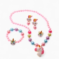 Набор детский "Выбражулька" единорог 4 пр-та: кулон, браслет, кольцо, клипсы  цв. разноц
