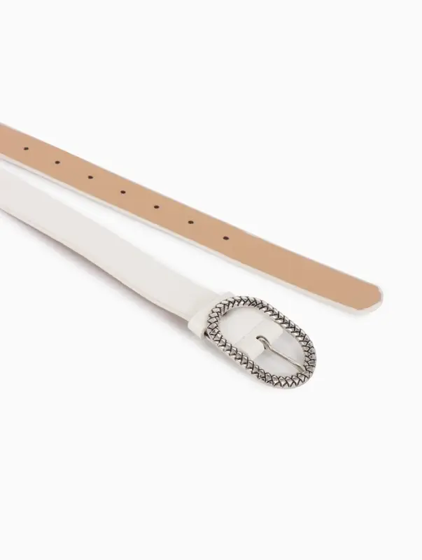 Ремень жен 05-01-02-01, Июнь2511, 2,9*0,3*110 см, винт, пряж металл, 1 прокол, белый