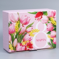 Коробка подарочная сборная, упаковка, &laquo;8 марта&raquo;, 30 х 23 х 12 см