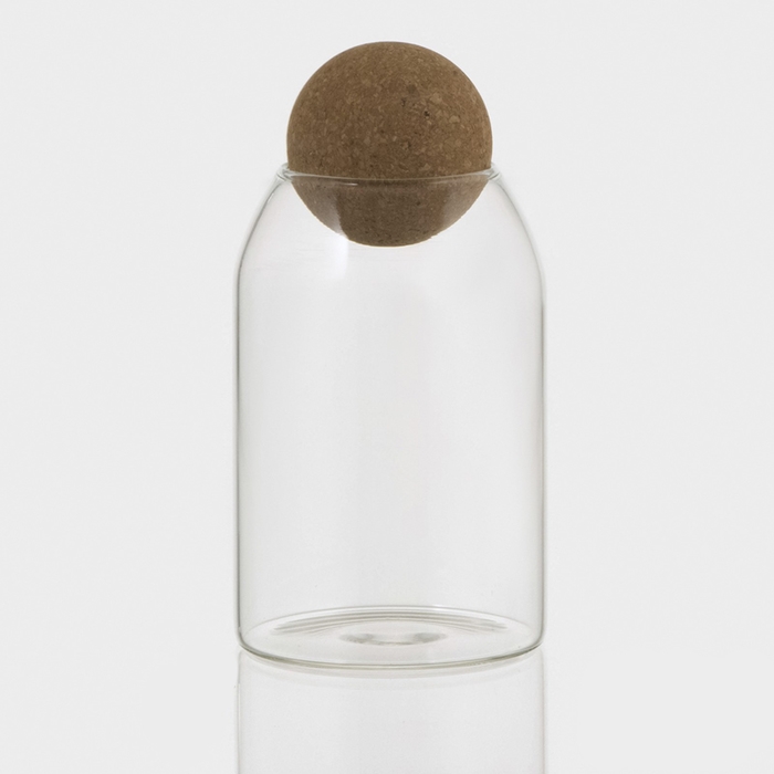 Банка стеклянная для хранения сыпучих продуктов &laquo;Эко. Шар&raquo;, 800 мл, 9&times;18,5 см, с пробковой крышкой