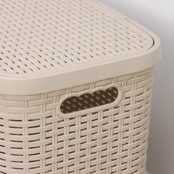 Корзина бельевая с крышкой &laquo;Ротанг&raquo;, 40 л, 37&times;29,5&times;48 см, цвет латте