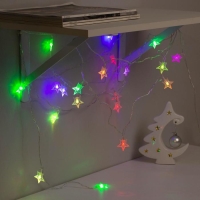 Гирлянда &laquo;Нить&raquo; 5 м с насадками &laquo;Звезда в крапинку&raquo;, IP20, прозрачная нить, 20 LED, свечение мульти (RG/RB), мигание, 220 В