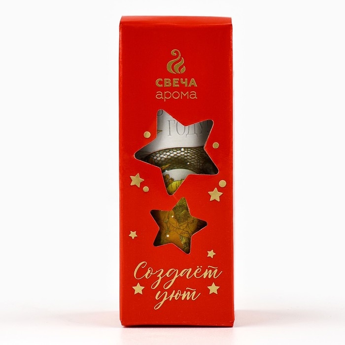 Свеча новогодняя &laquo;Счастья&raquo;, на Новый год, аромат корица, 9 х 3,5 см