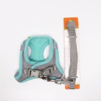 Комплект с мягкой шлейкой, быстросъемный, XS, поводок 150 х1,5 см, ОШ 29-32 ОГ 31-34 см, бирюзовый