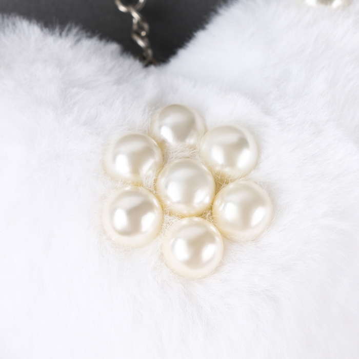 Мягкая игрушка &laquo;Сердечко&raquo; с бусинами, на брелоке, 10 см, цвет белый